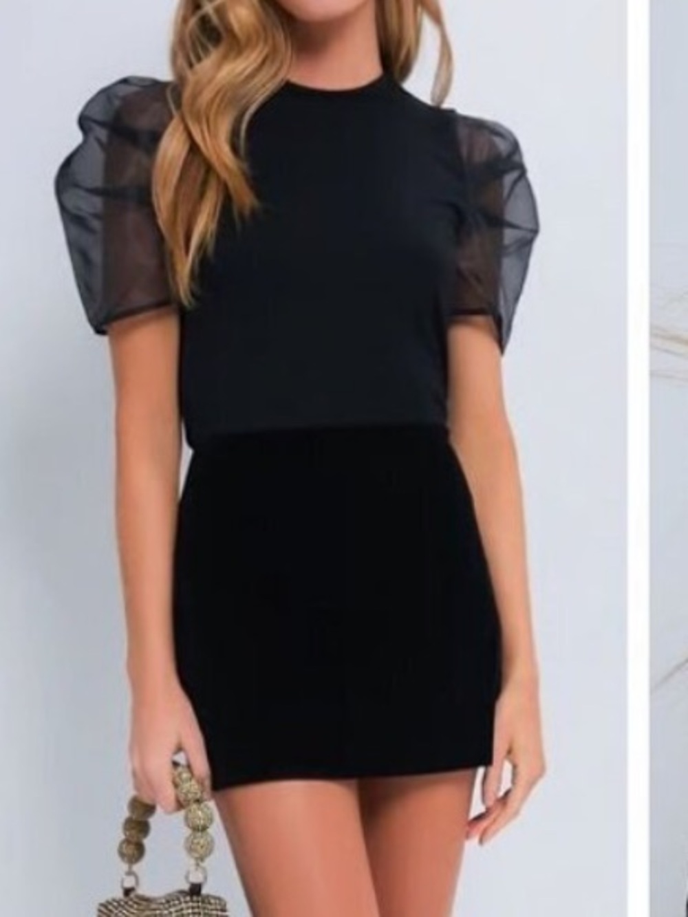 Hyacinth house black tulle sleeve Darby blouse size small